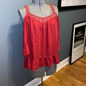 Target Knox Rose Red Cold Shoulder Peasant Top